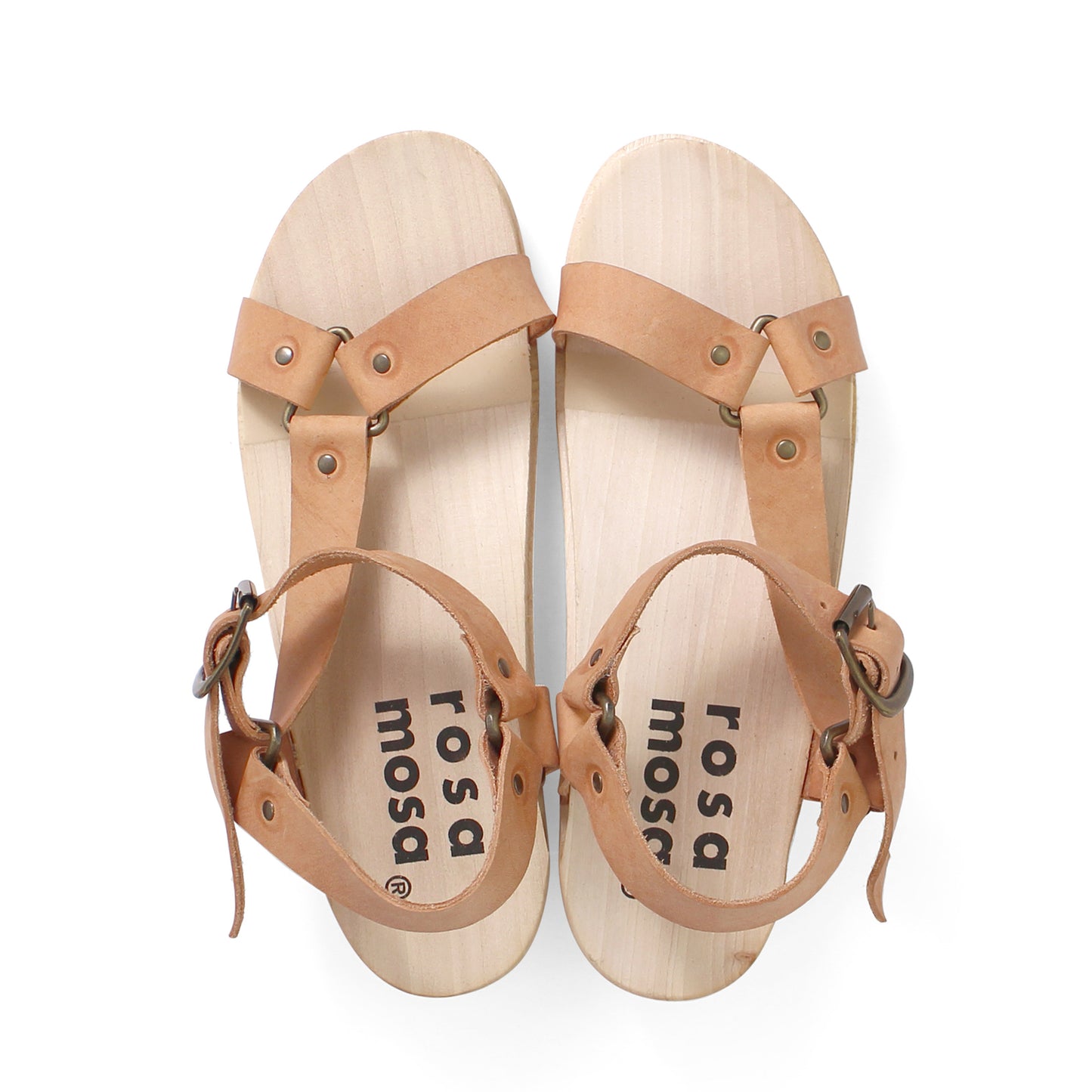 rosamosa donau cammello strap sport wooden clog sandal