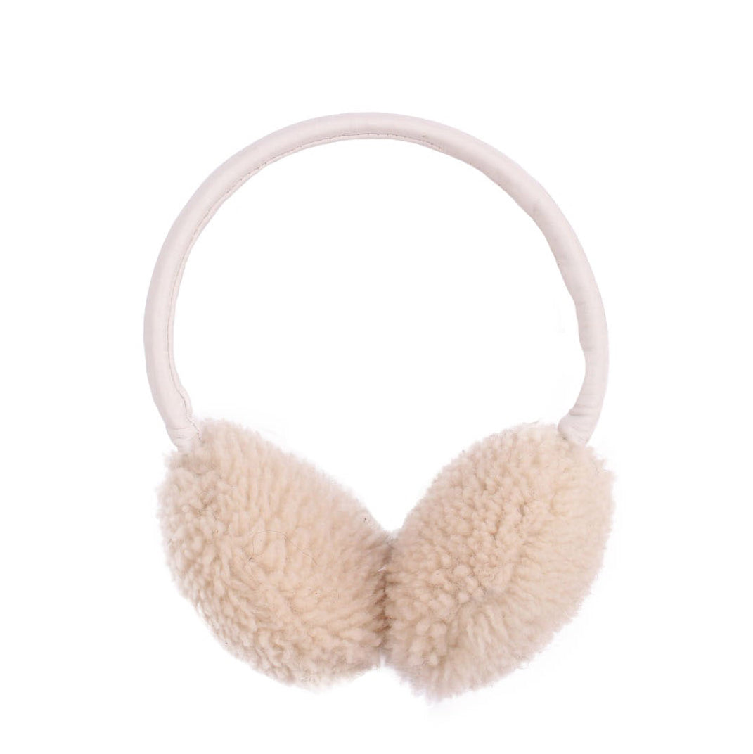 EAR WARMERS + Shearling leather earmuffs + Natural