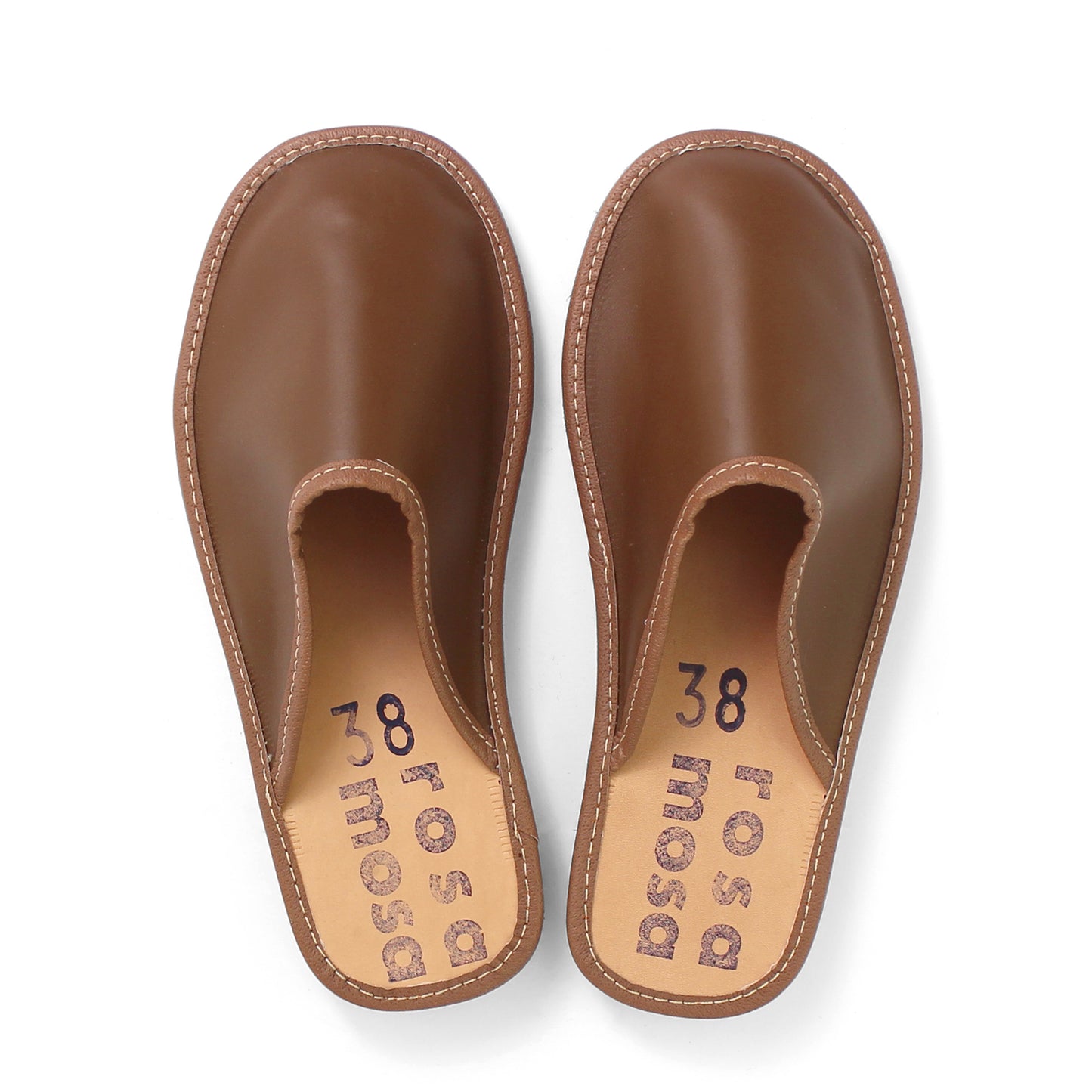 EARL LIGHT + Leather Slides + Brown