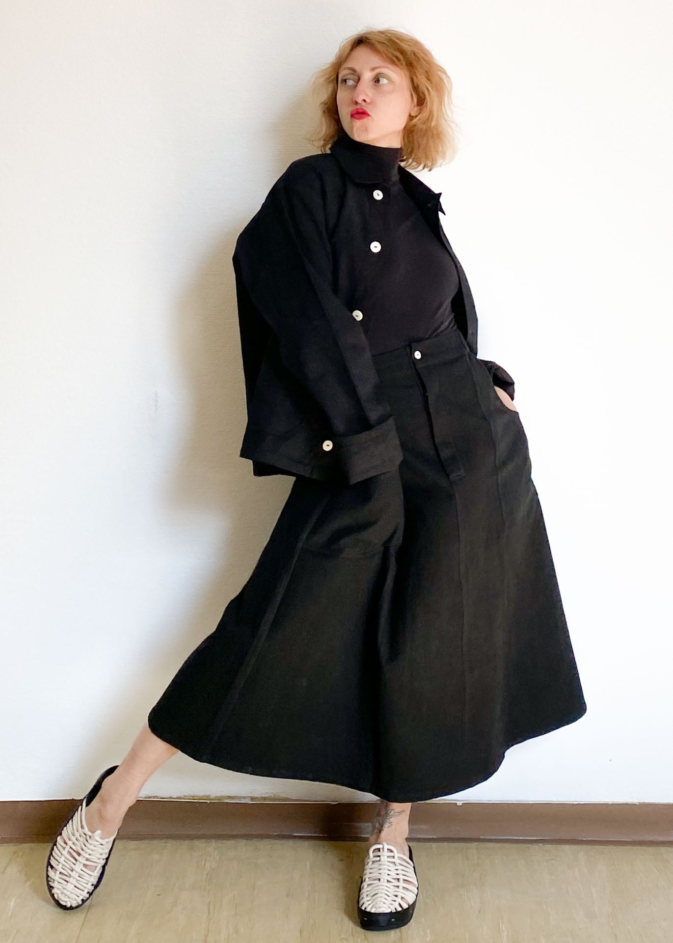 NET PANTO + Cotton Dark Clogs + Natural