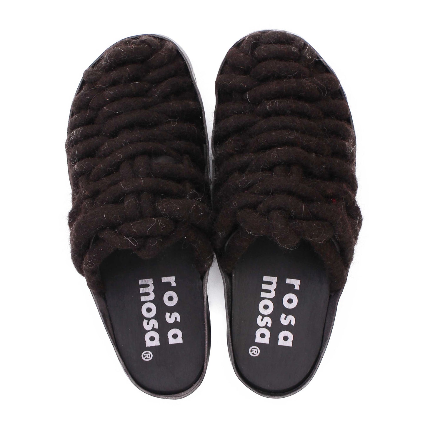 NET PANTO WOOL + Woven Wool Dark Clogs + All Black