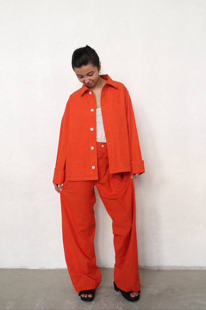 AJAY PANTS + Eco dye Cotton Skirts + Fire Orange