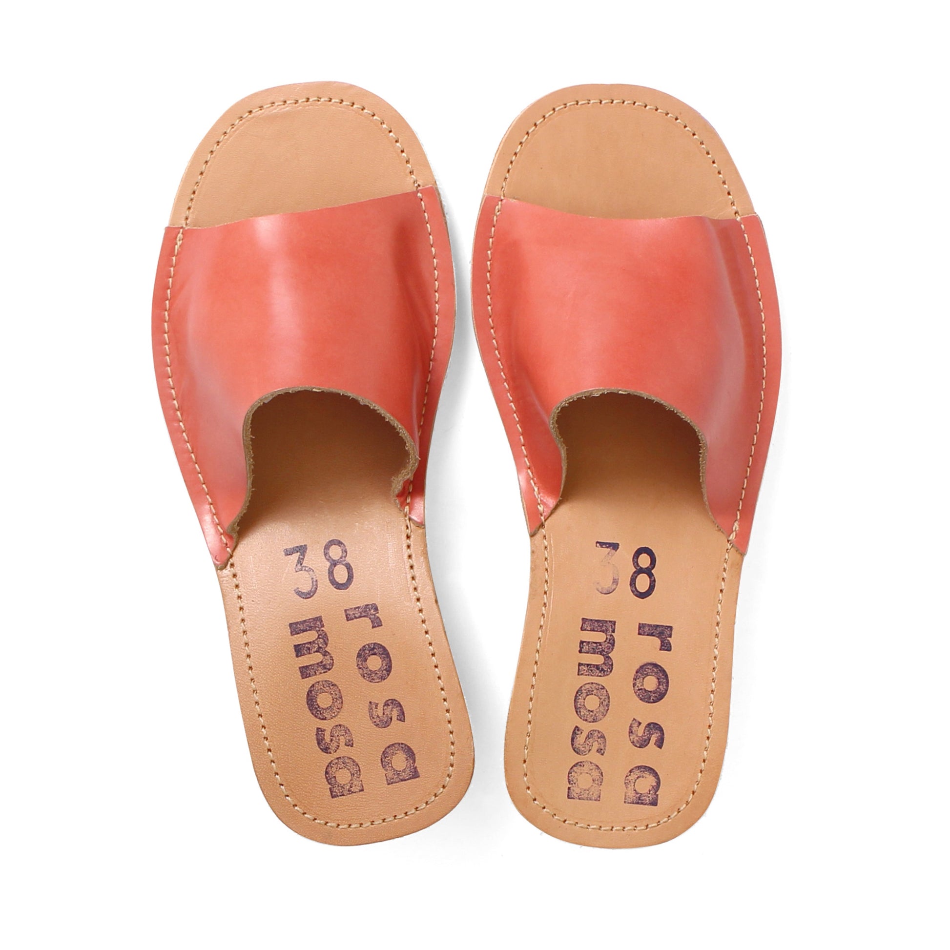 rosamosa pink apricot leather slipper cork heel