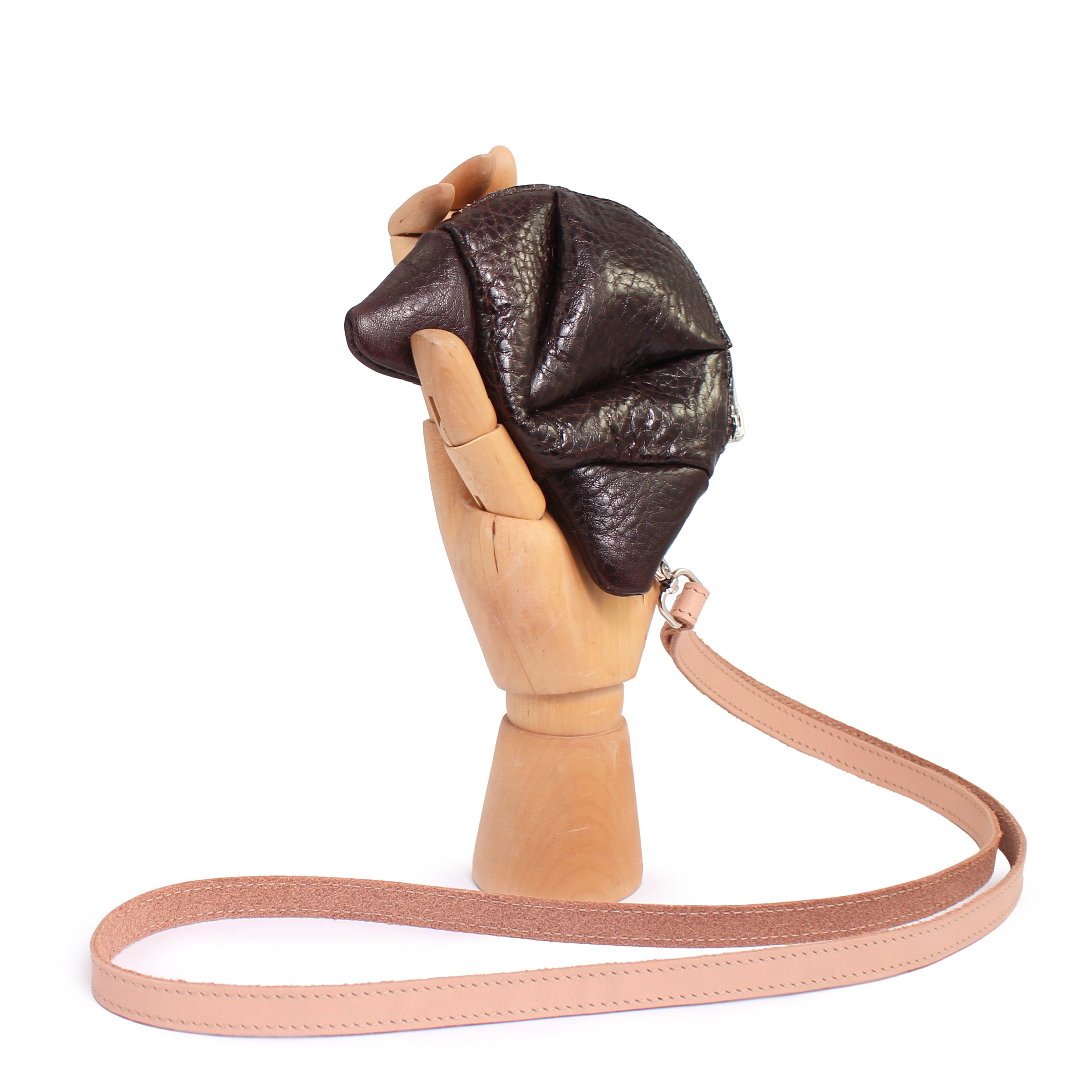 CROISSANT Leather Coincase Wallet + Crack Brown