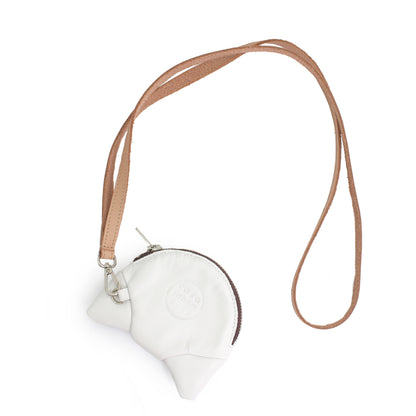 rosamosa croissant coincase white leather  cammello strap