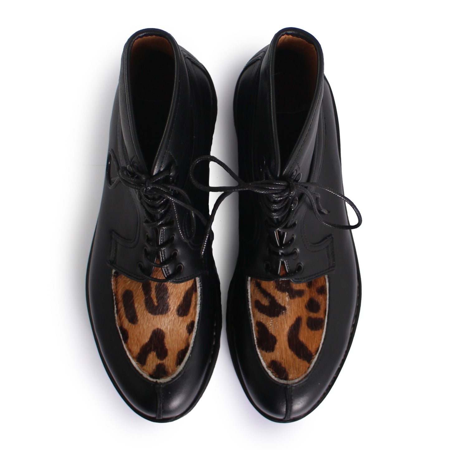 Rosa Mosa delemont lace-up black leopard leather welted vibram boot woman
