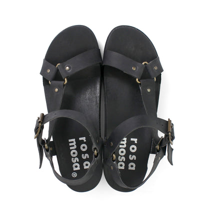 rosamosa donau black strap sport wooden clog sandal
