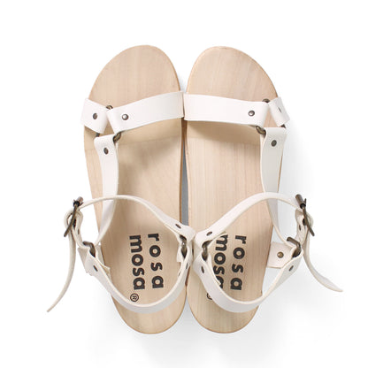 rosamosa donau white strap sport wooden clog sandal