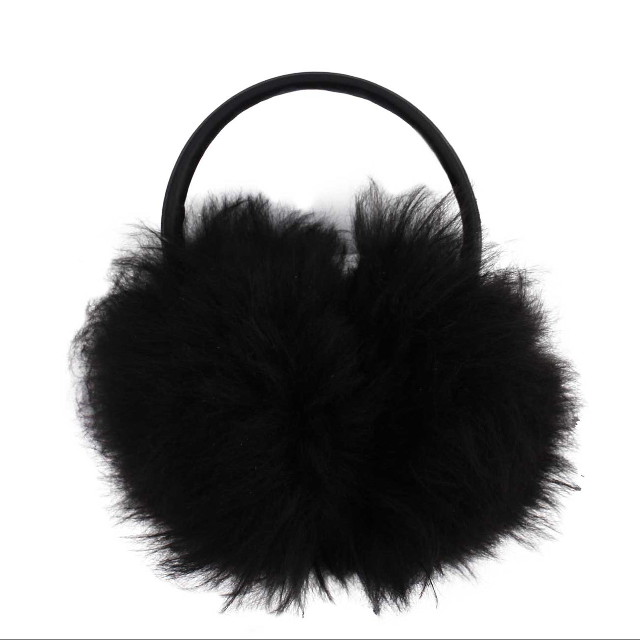 EAR WARMERS L + Shearling leather earmuffs + Black