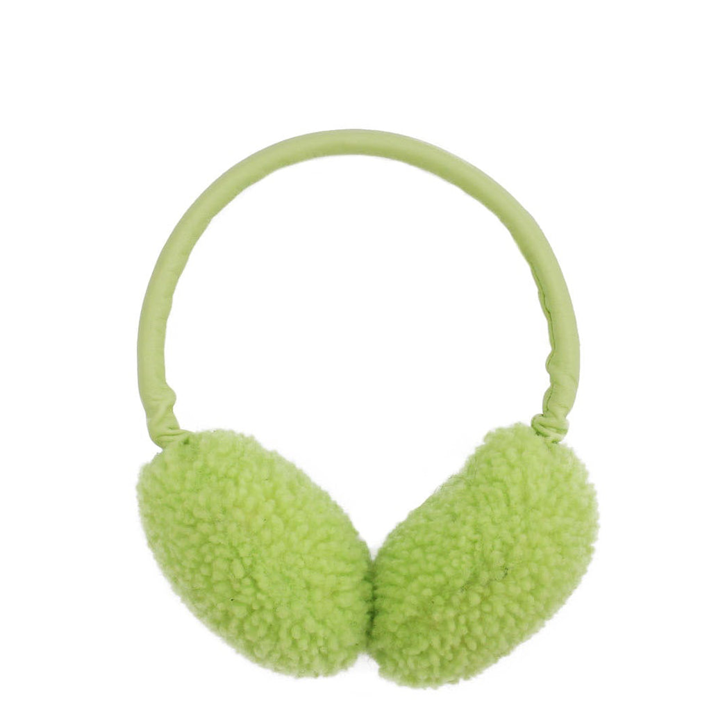 EAR WARMERS + Shearling leather earmuffs + Lime