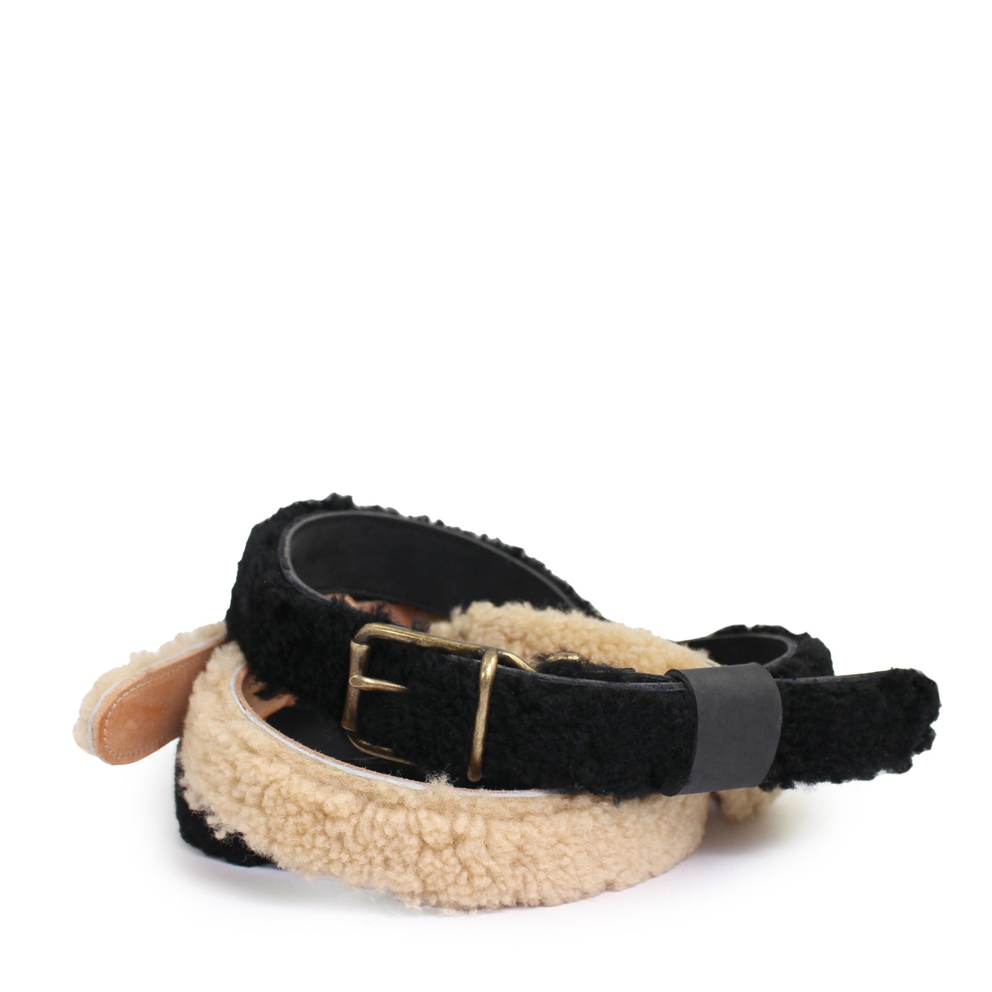UNISEX SHEARLING BELT + Black