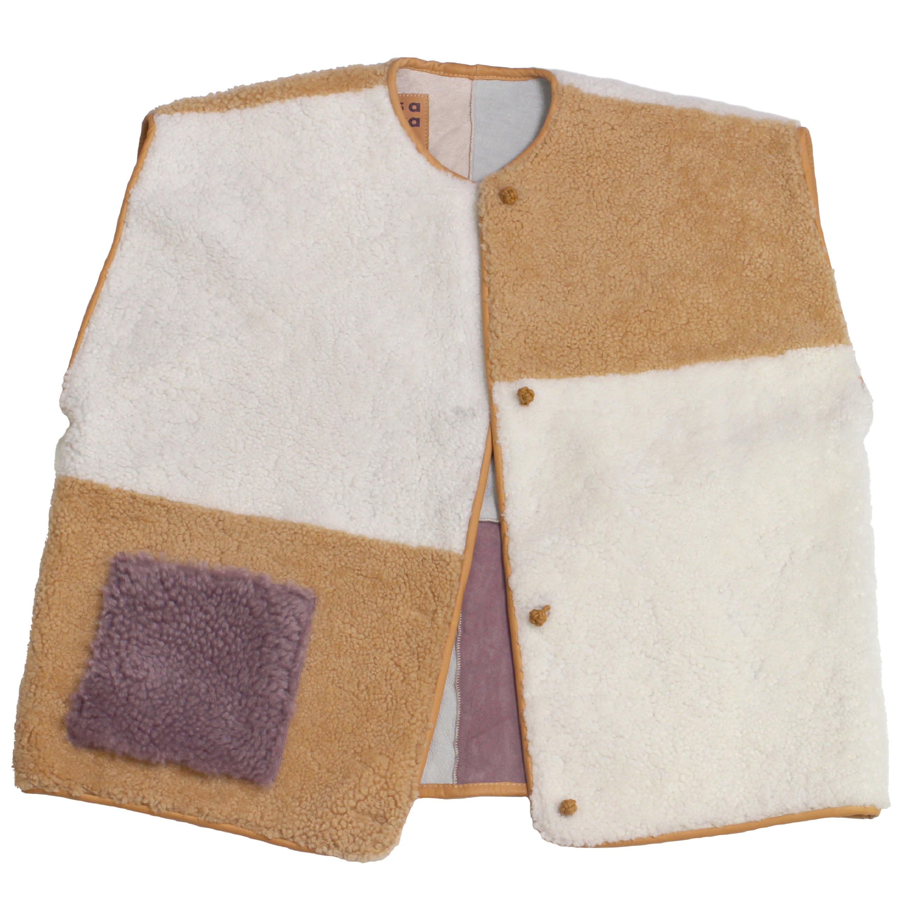 Gilet Vest ASTRA + Reversible Shearling Vest + Natural Lila