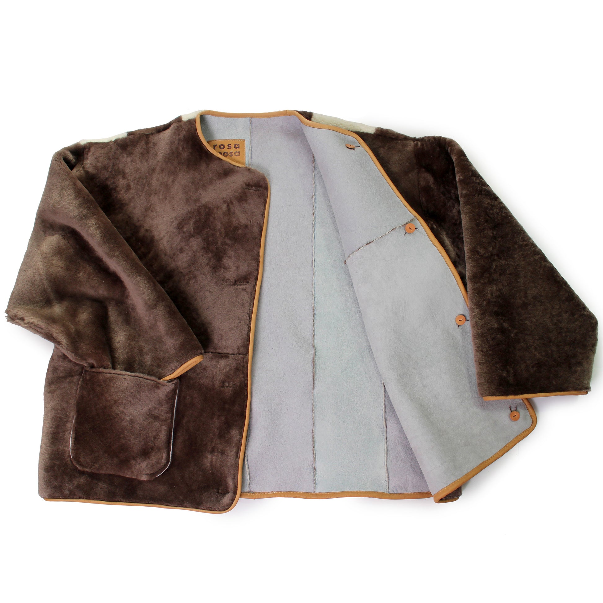 Rosa Mosa Icelandic Brown Natural stripe back shearling Jacket adult man woman