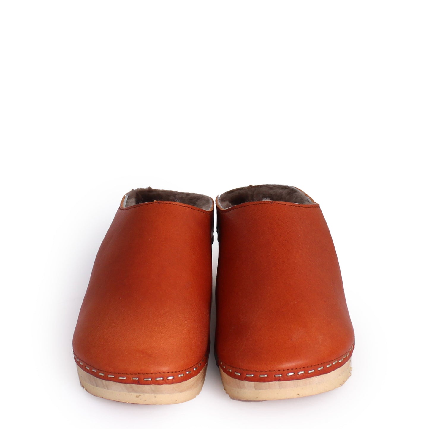 LEO Shearling + Leather Shearling Clogs + Fieno Nutria Gray