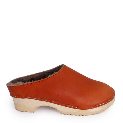 LEO Shearling + Leather Shearling Clogs + Fieno Nutria Gray