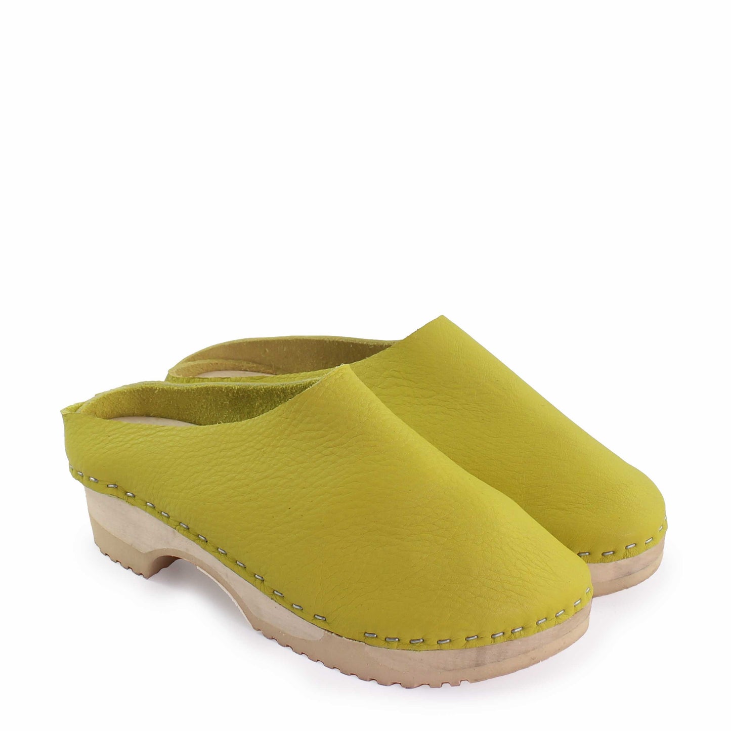 LEO CLOG + Leather Clogs + Lime