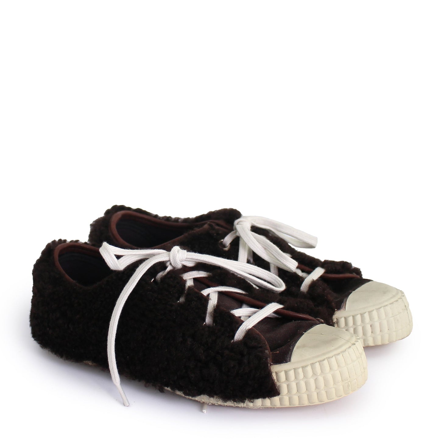 MILAN LOW CURLY + Shearling Low Sneakers + Dark Chocolate