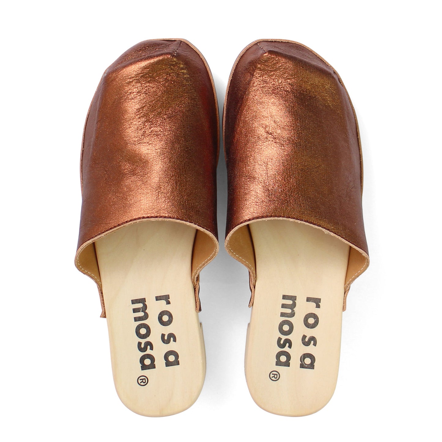 ROCCO GEO METALLIC + Metallic Leather Clogs + Bronze