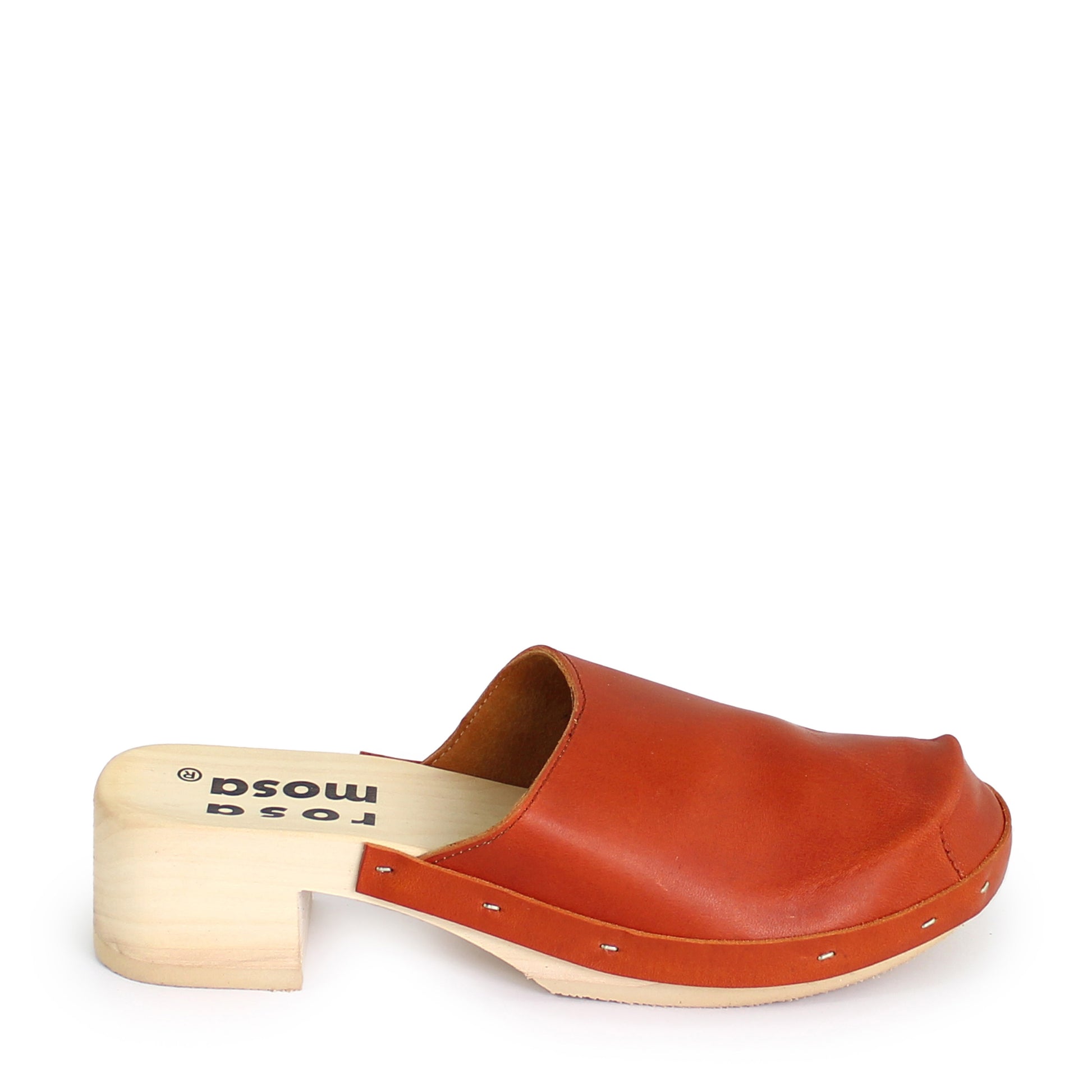 rosamosa rocco fieno leather natural wooden clog