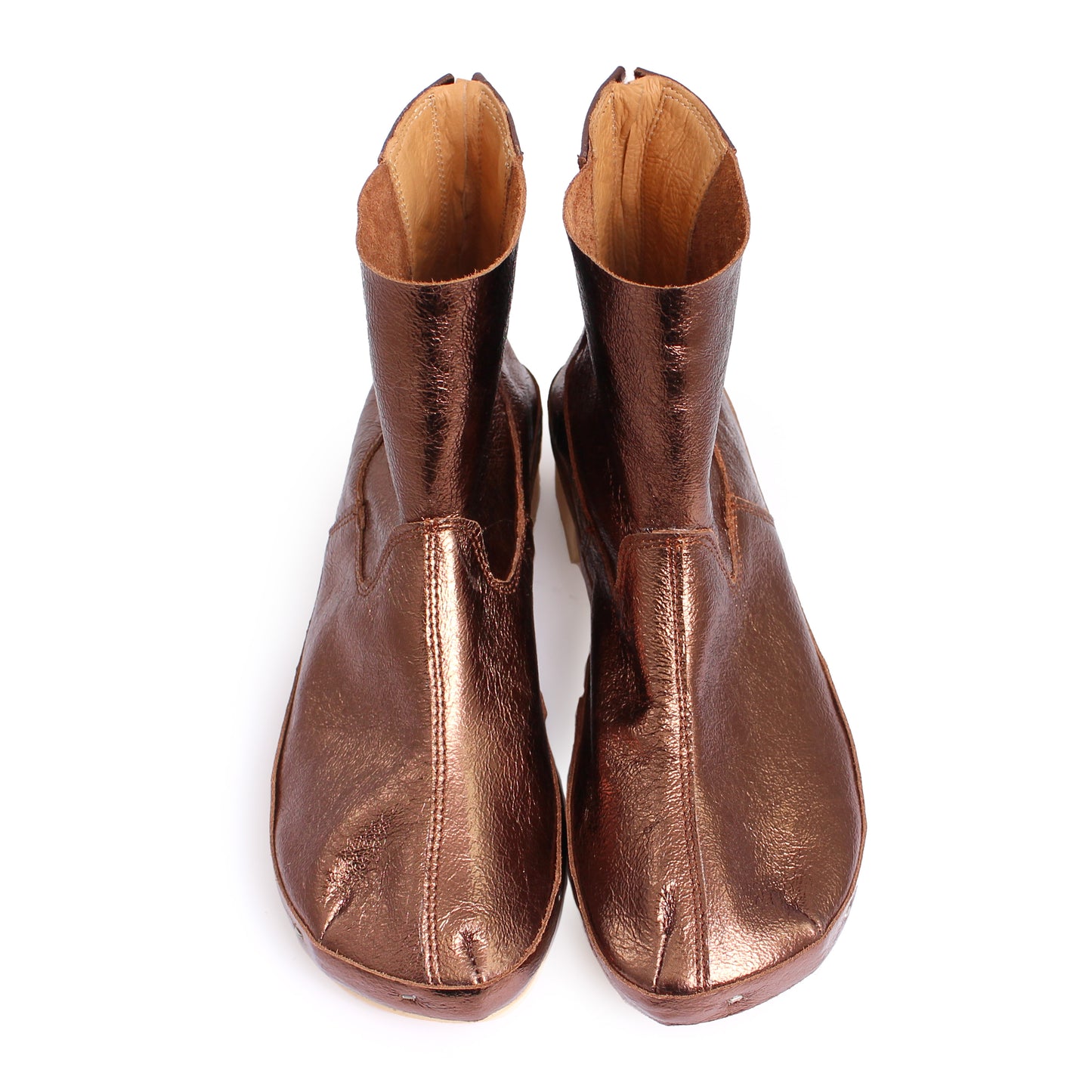ROCCO Metallic + Leather Clog Boots + Bronze