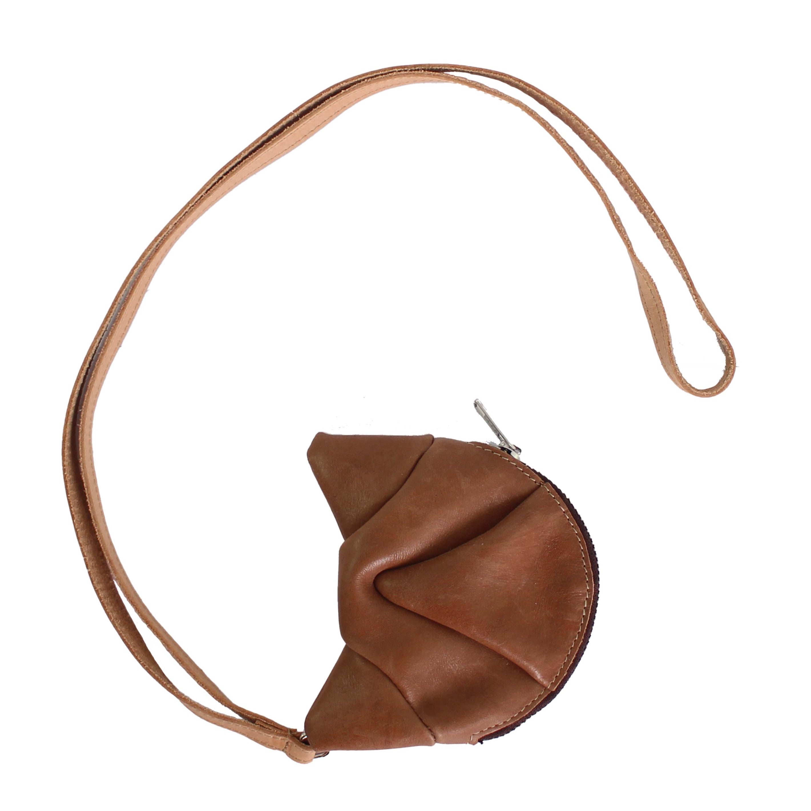 CROISSANT Leather Coincase Wallet + Cognac