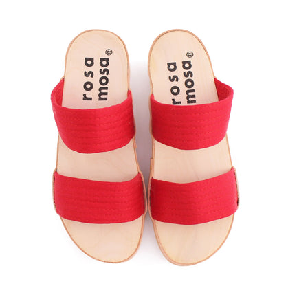 DONAU JUDO + Cotton Clog Sandals + Red