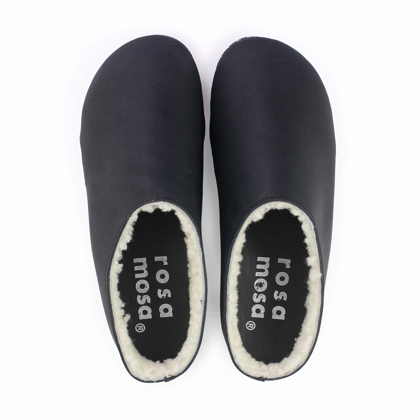 LEO Shearling + Leather Shearling Dark Clogs + Black Off-white