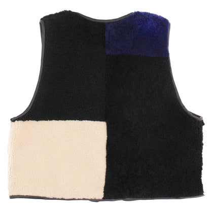 Gilet Vest PATCHWORK + Reversible Shearling Vest + Blue Ink