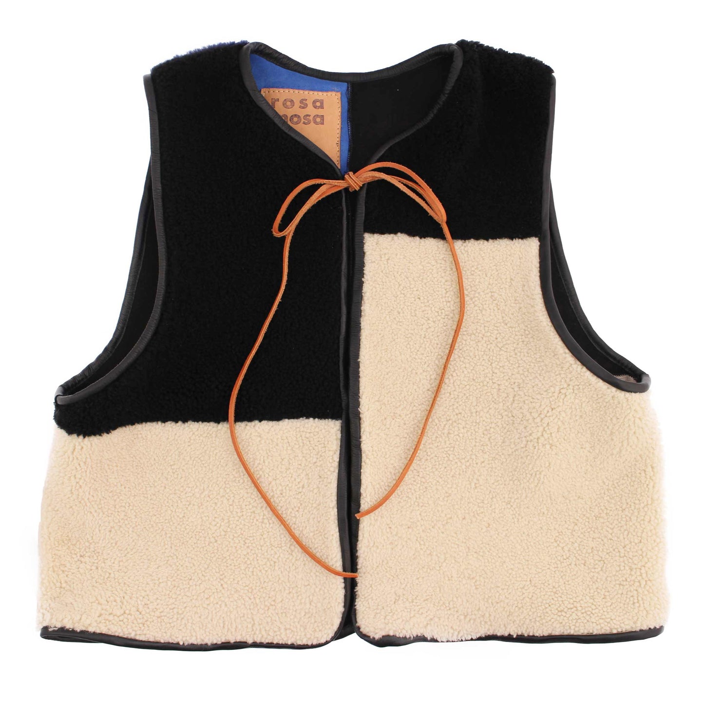 Gilet Vest PATCHWORK + Reversible Shearling Vest + Blue Ink
