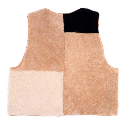 Gilet Vest PATCHWORK + Reversible Shearling Vest + Caramel