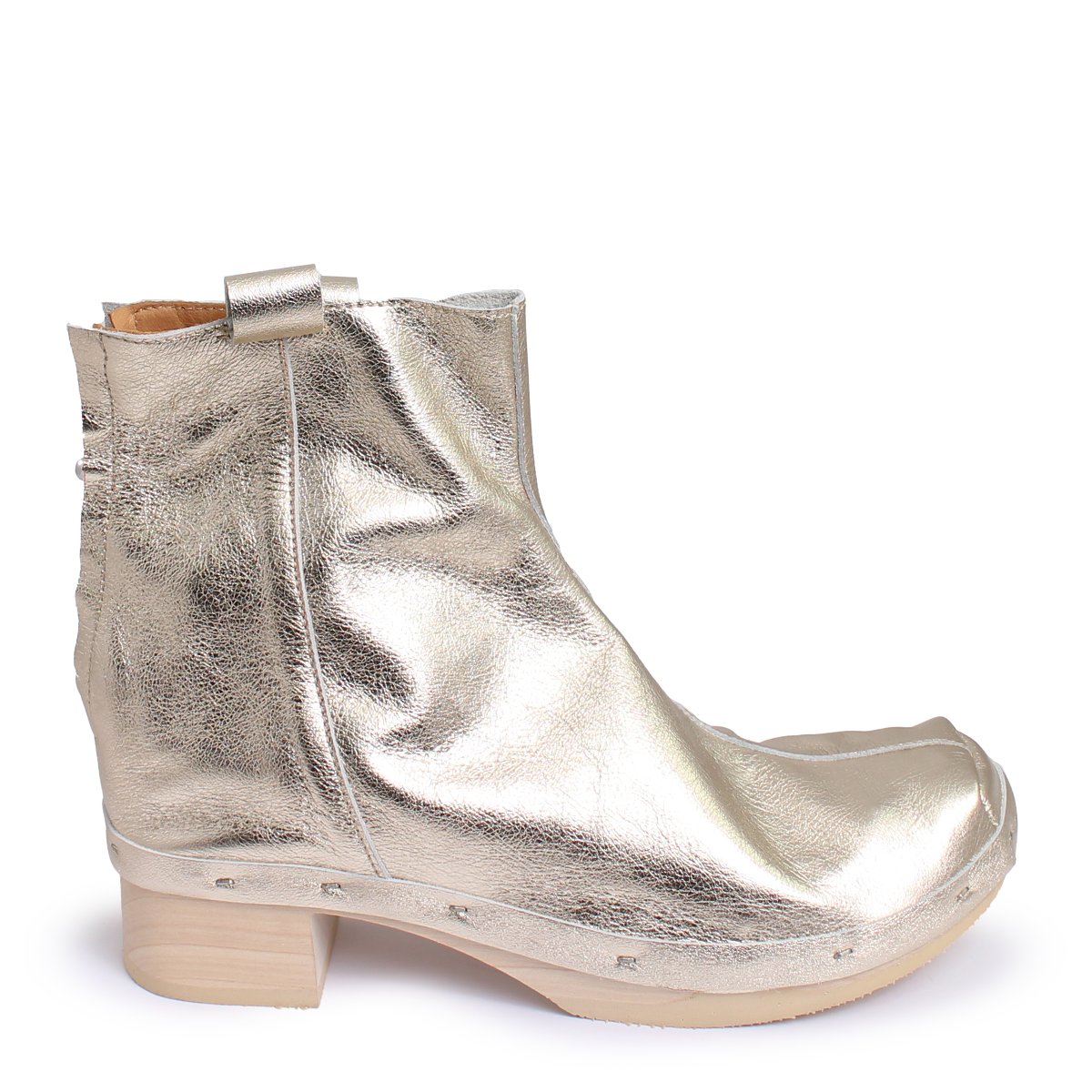 ROSIE Metallic + Leather Clog boots + Champagne
