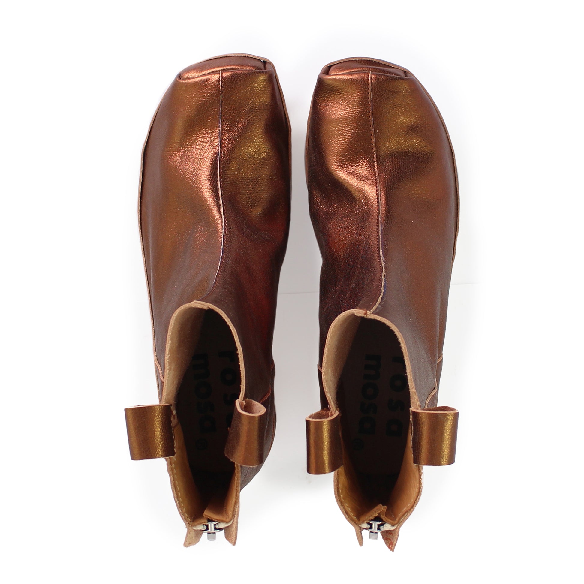 Rosa Mosa bronze metallic leather ankle boot natural wooden clog boot adult woman man