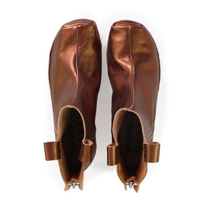 Rosa Mosa bronze metallic leather ankle boot natural wooden clog boot adult woman man