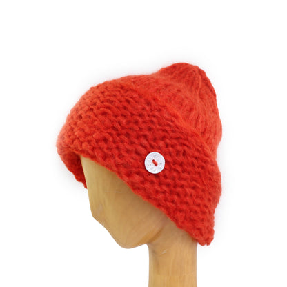 TURBAN BEANIE + Hand-knit Beanie Hat + Rust Red
