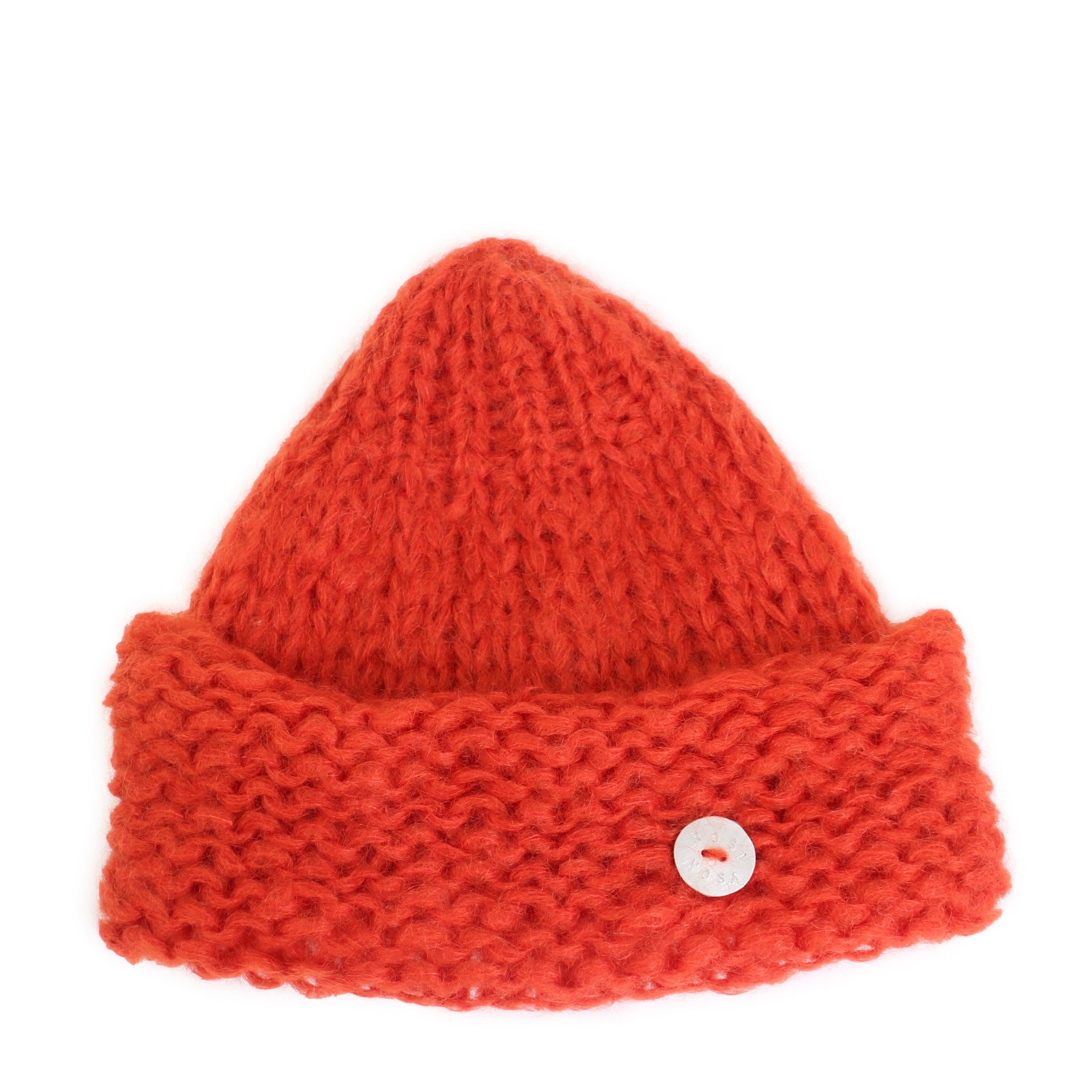 TURBAN BEANIE + Hand-knit Beanie Hat + Rust Red