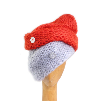 TURBAN BEANIE + Hand-knit Beanie Hat + Rust Red