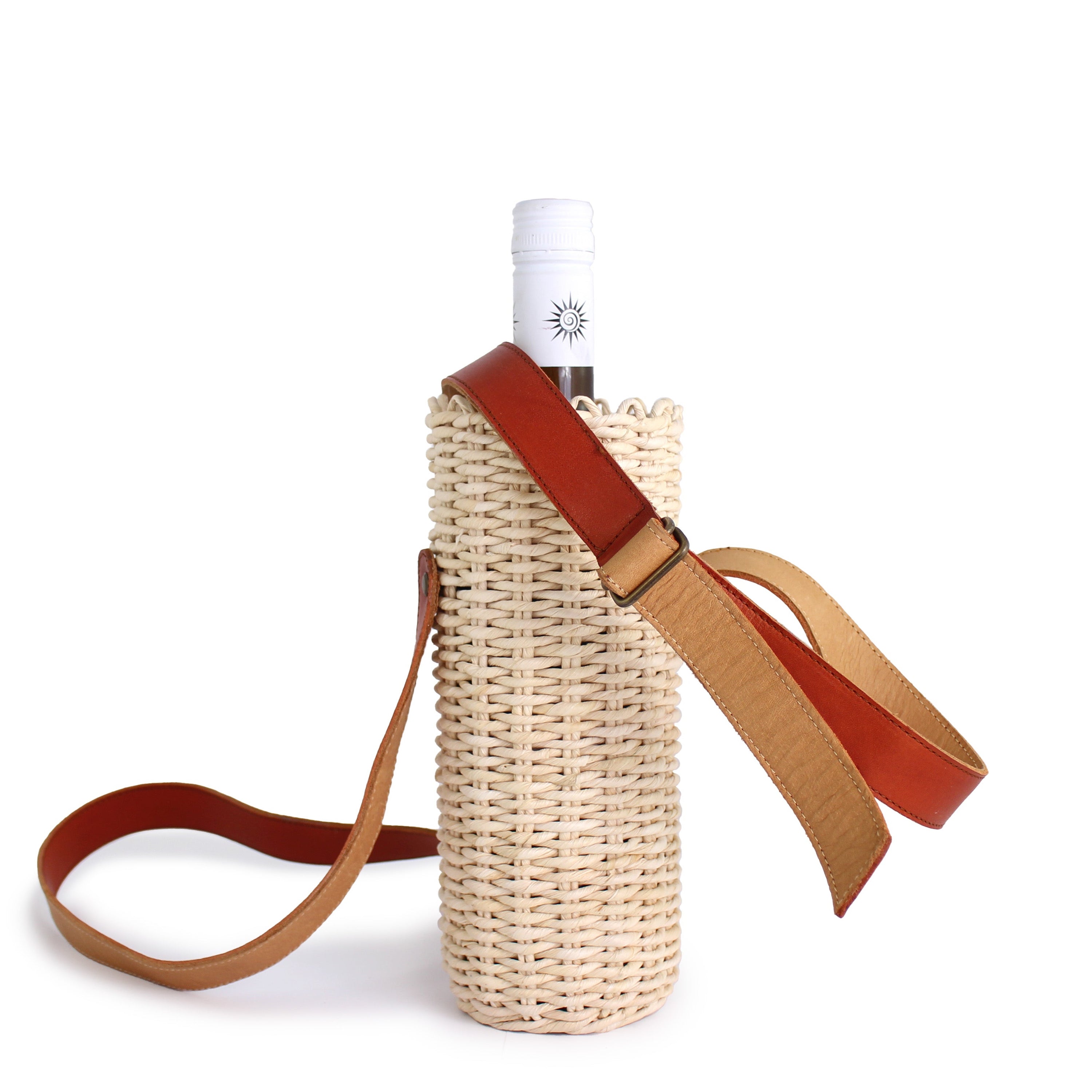 rosamosa cornleaf handwoven fieno leather bottle bag