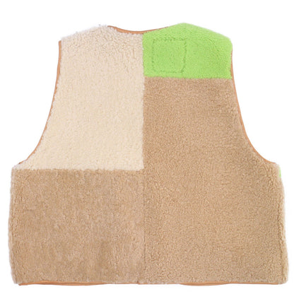 Gilet Vest PATCHWORK + Reversible Shearling Vest + Neon