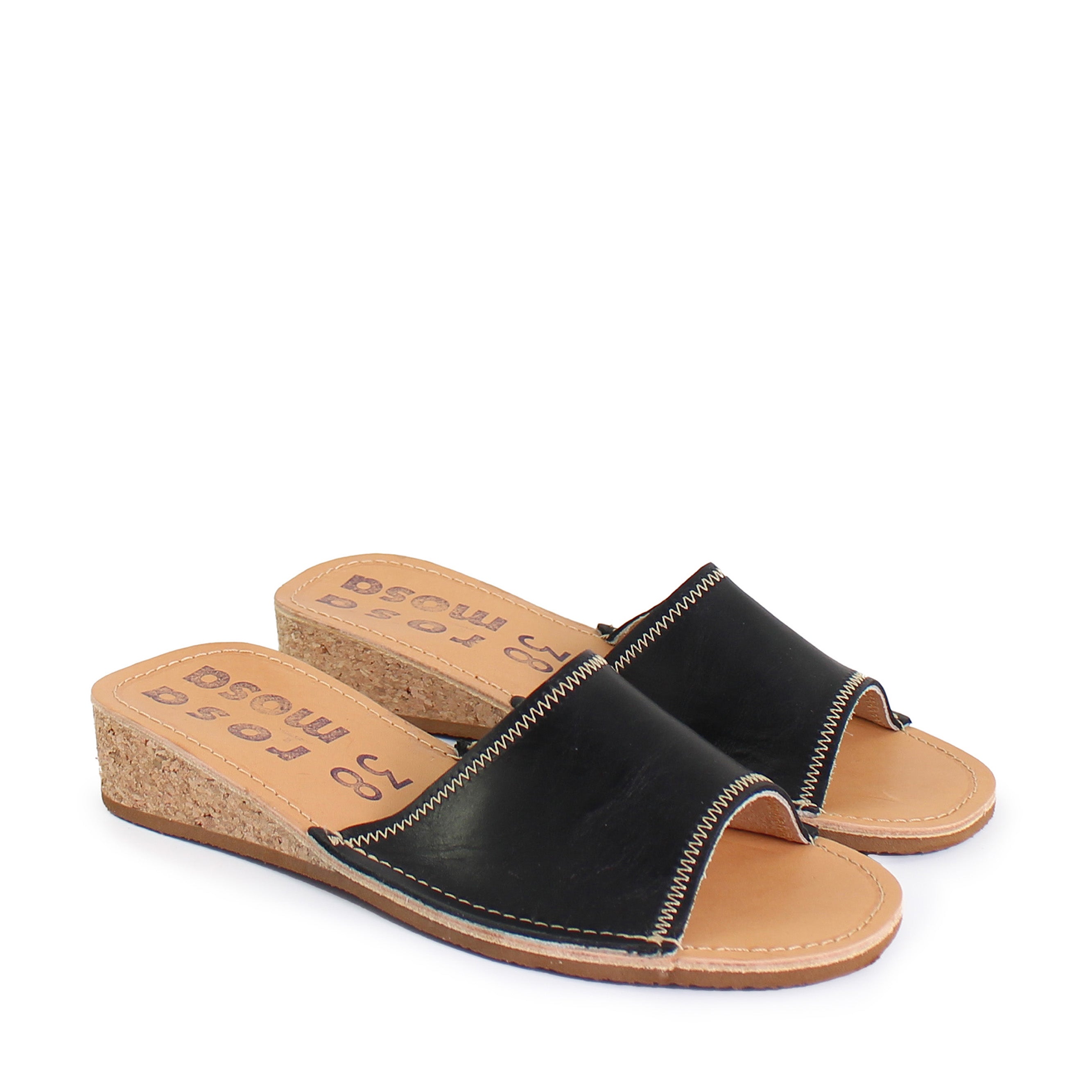 ZIC-ZAC SLIDES + Leather Slides + Black