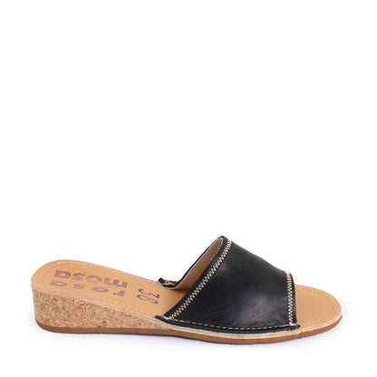 ZIC-ZAC SLIDES + Leather Slides + Black