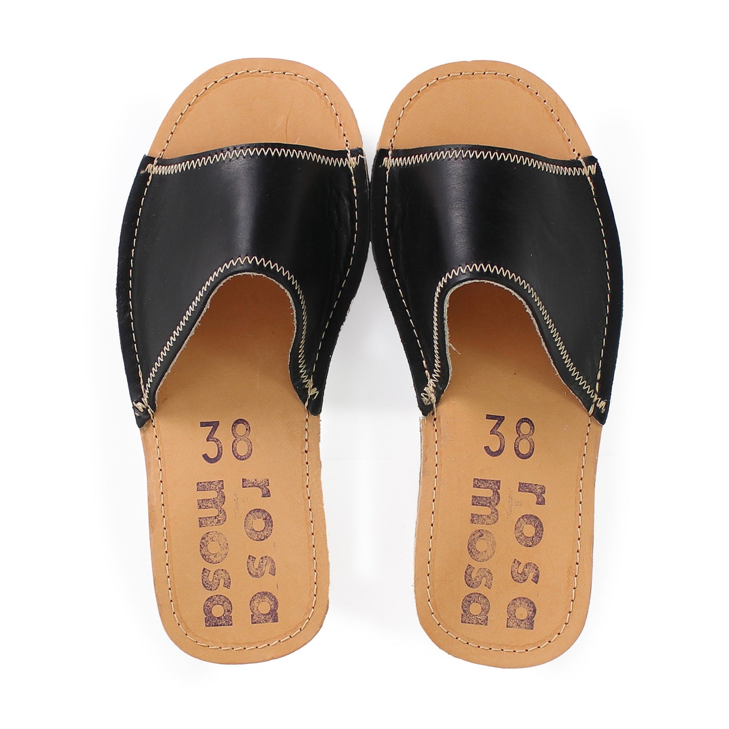 ZIC-ZAC SLIDES + Leather Slides + Black