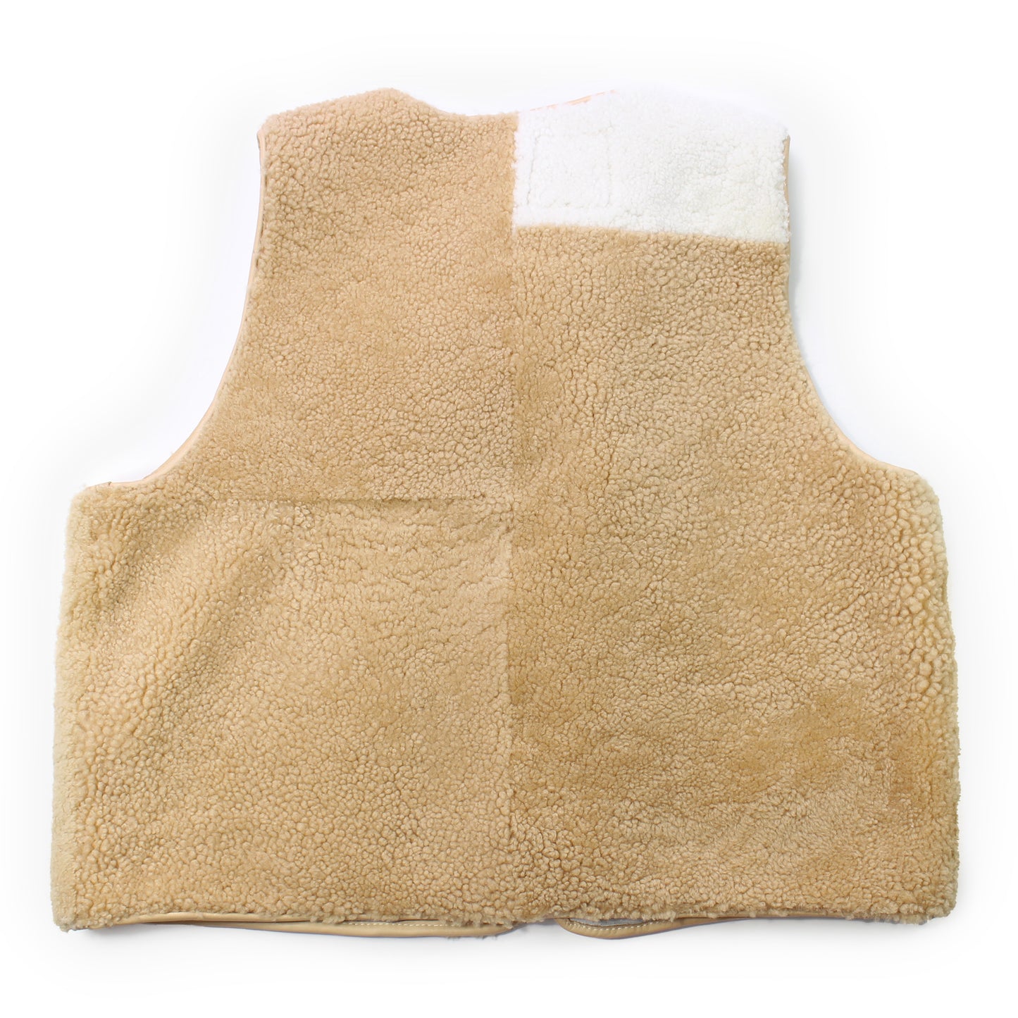 BIG BUTTON VEST + Cotton Balls/ Shearling + Beige Off-White