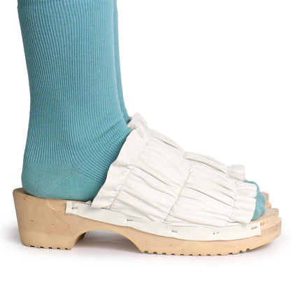 CHLOE CLOG + Leather Clog Sandals + White