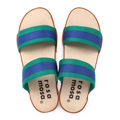 DONAU JUDO + Cotton Clog Sandals + Blue Green