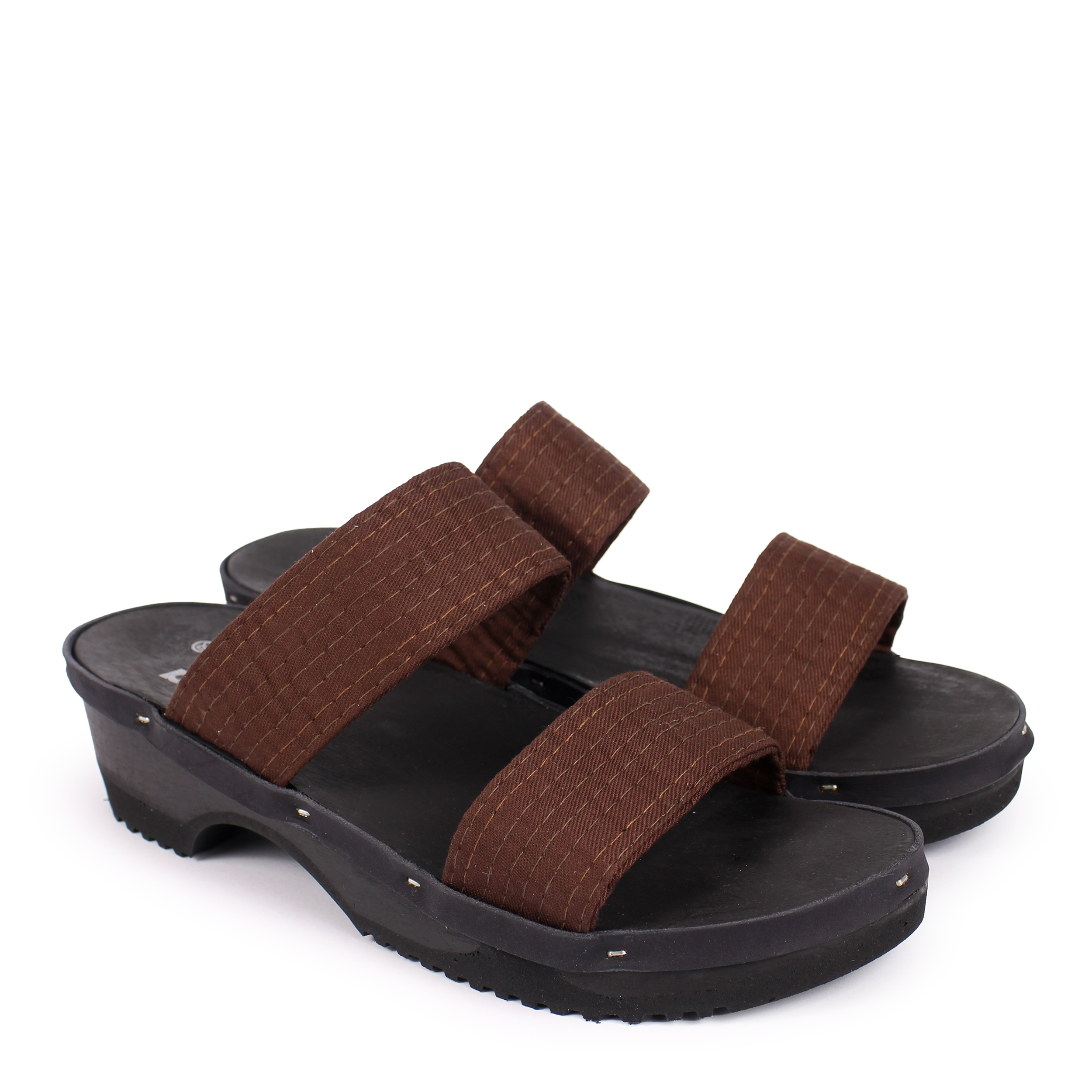 DONAU JUDO + Cotton Dark Clog Sandals + Brown