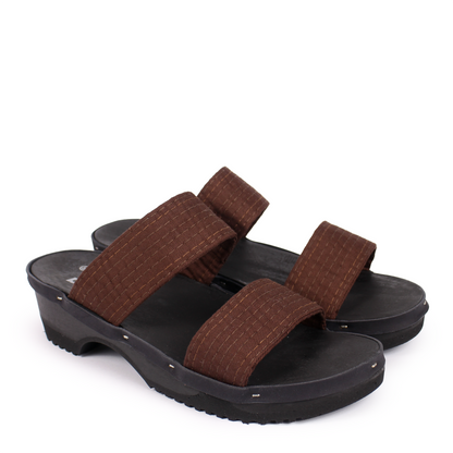 DONAU JUDO + Cotton Dark Clog Sandals + Brown