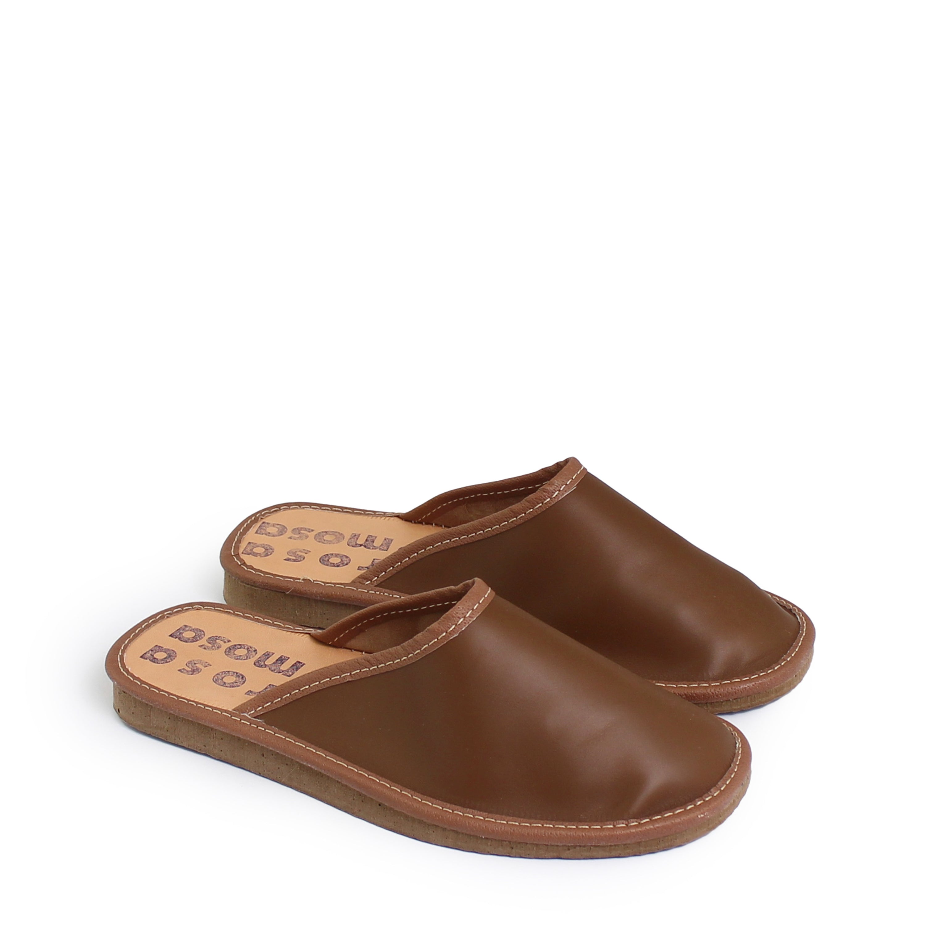 EARL LIGHT + Leather Slides + Brown