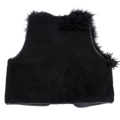 Gilet Vest PATCHWORK + Reversible Shearling Vest + Curly Long Black