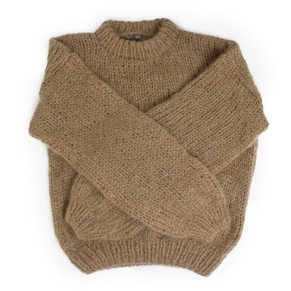 Unisex Hand Knit Mohair Pullover + Nougat Brown