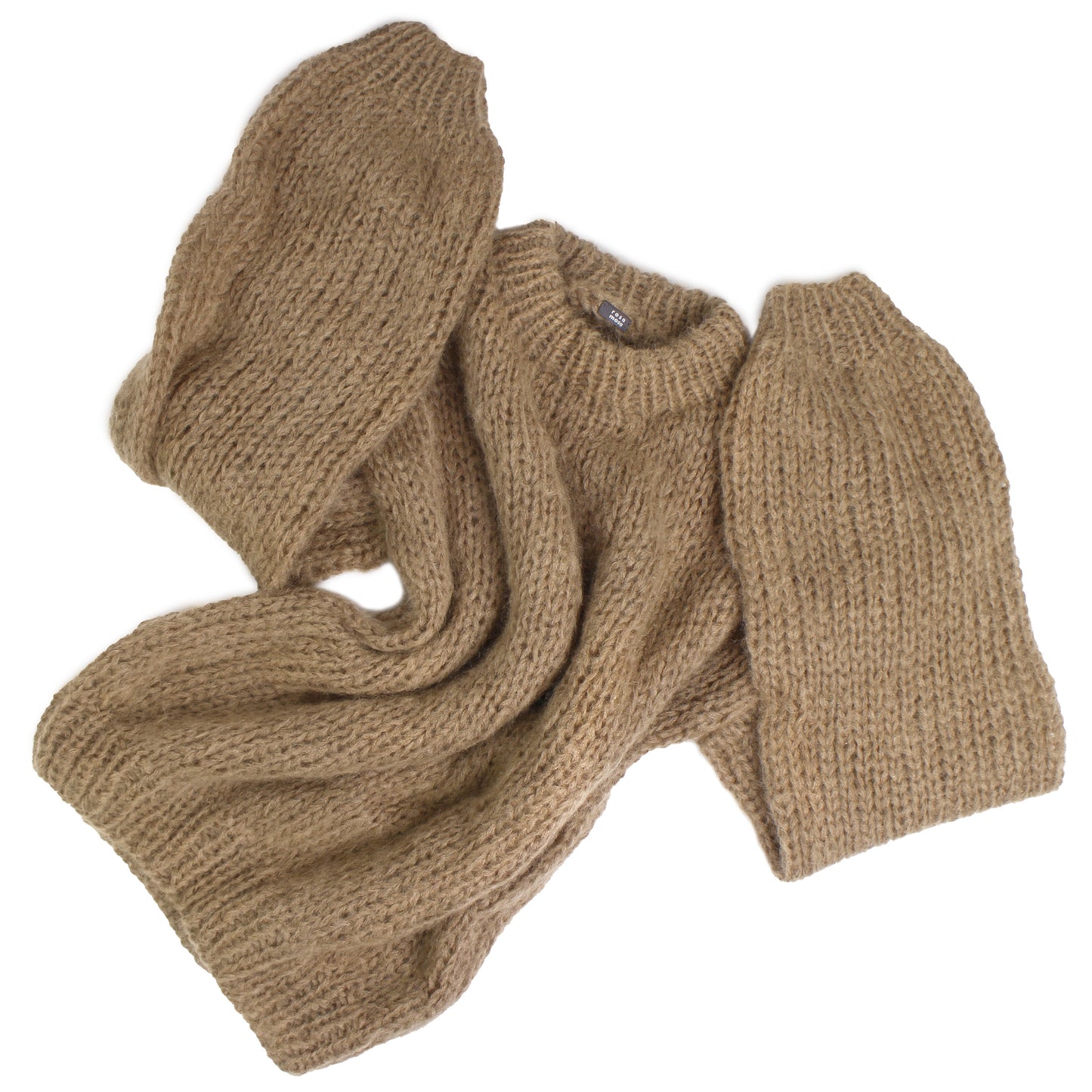 Unisex Hand Knit Mohair Pullover + Nougat Brown